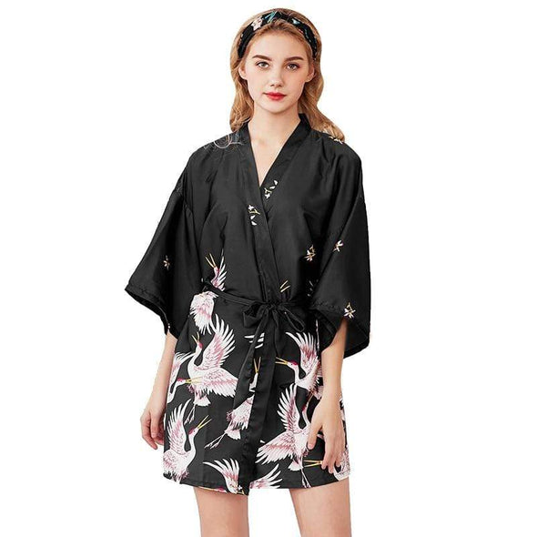 Ayaka Satin Kimono in Black