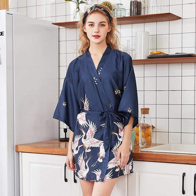 Ayaka Satin Kimono in Blue