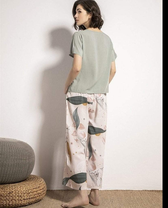 Dahlia Floral Pajamas in Gray